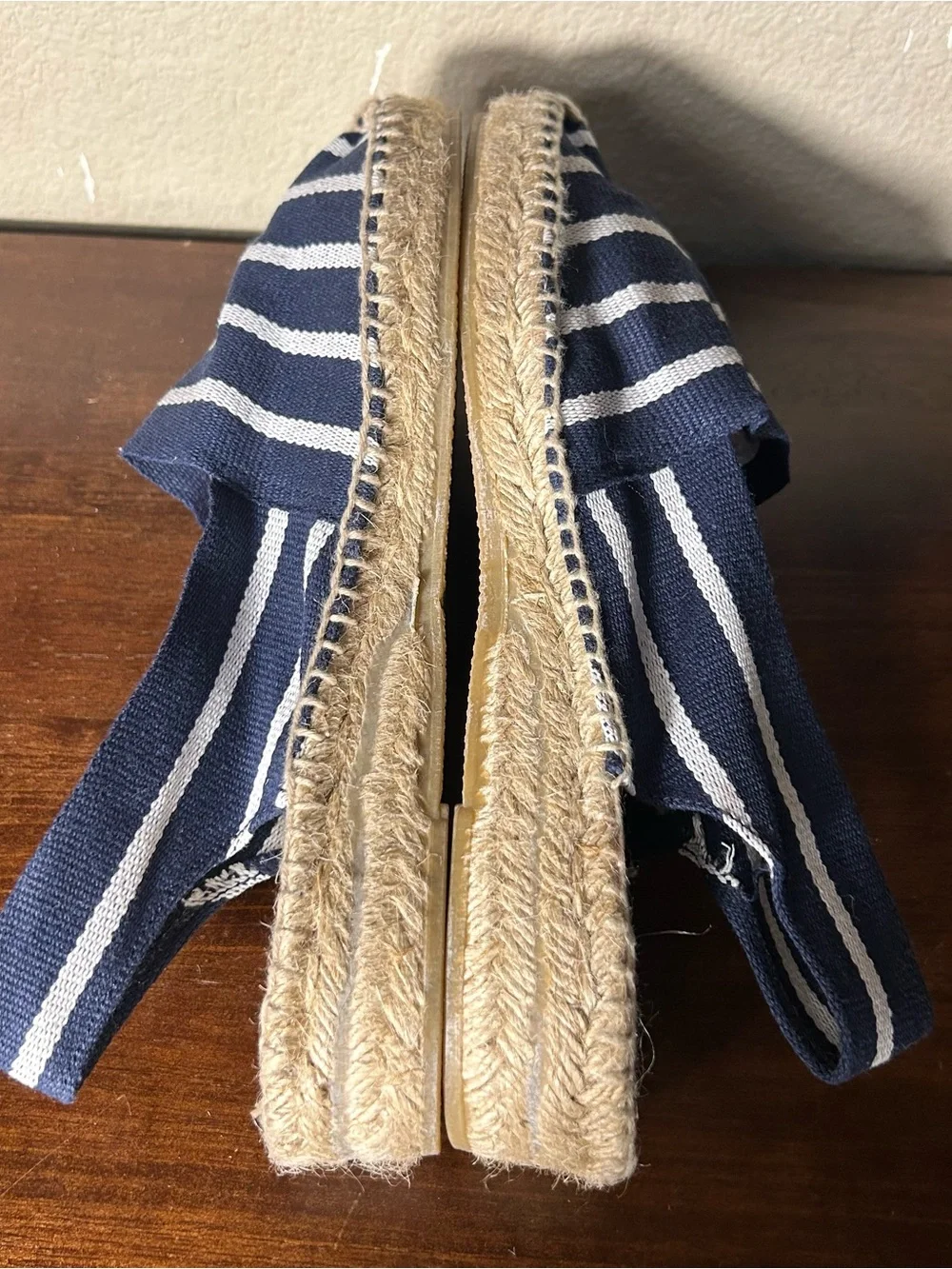 Alpargatus Shoes Size 41 US 10 Navy Stripe Espadrille Canvas Slingback